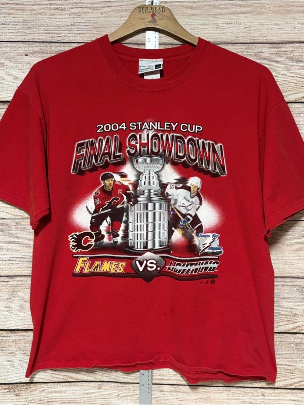 Puma Red 2004 Stanley Cup Final Showdown Flames vs Lightning T-Shirt
